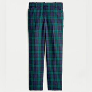 Cameron slim crop pant in Black Watch tartan stretch wool, Size 10